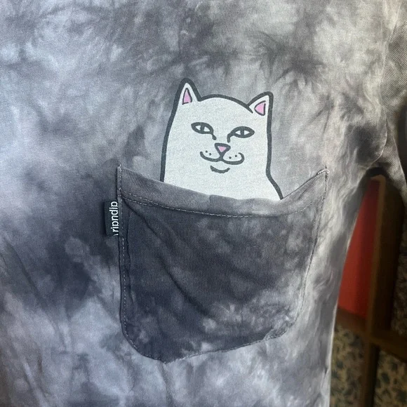 Ripndip cat middle finger tie dye tee grey size small - Picture 2 of 6